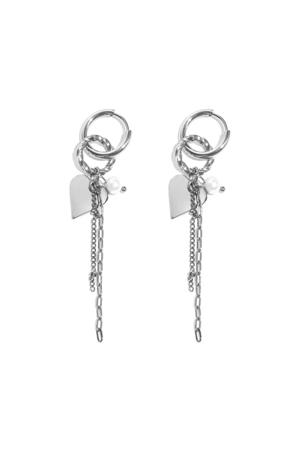 Oorbellen | Pearl Heart Chain