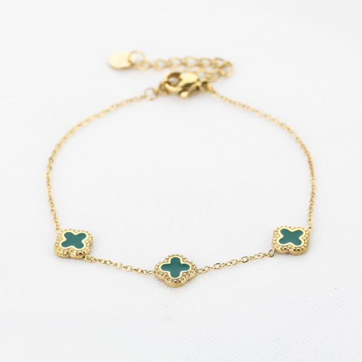 Armband 3 Klavers Goud Groen