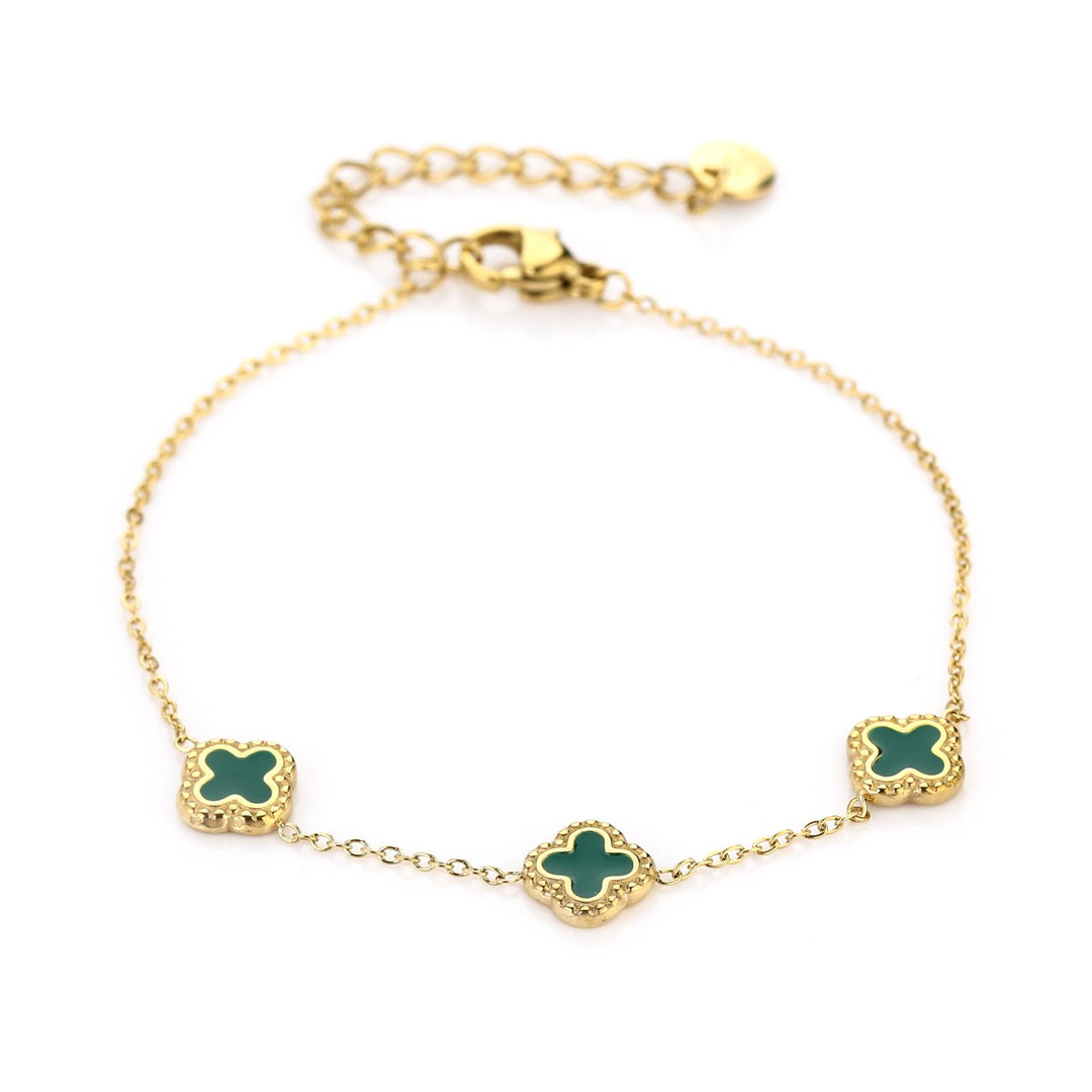 Armband 3 Klavers Goud Groen