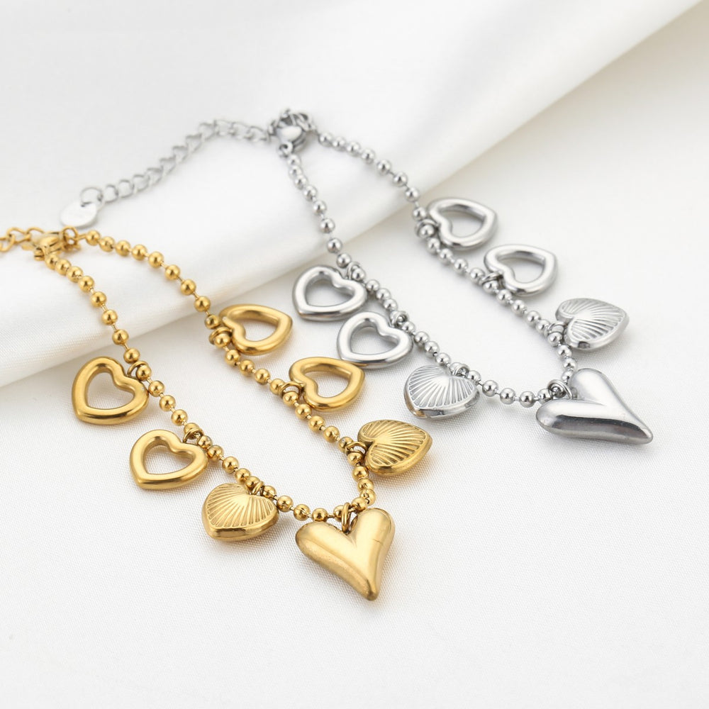 Armband Bedels Chunky Hearts Goud