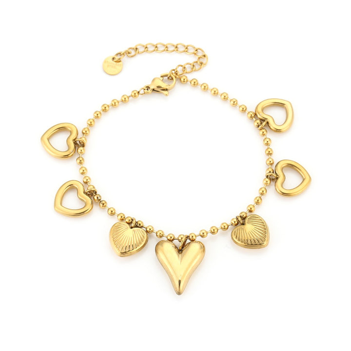Armband Bedels Chunky Hearts Goud