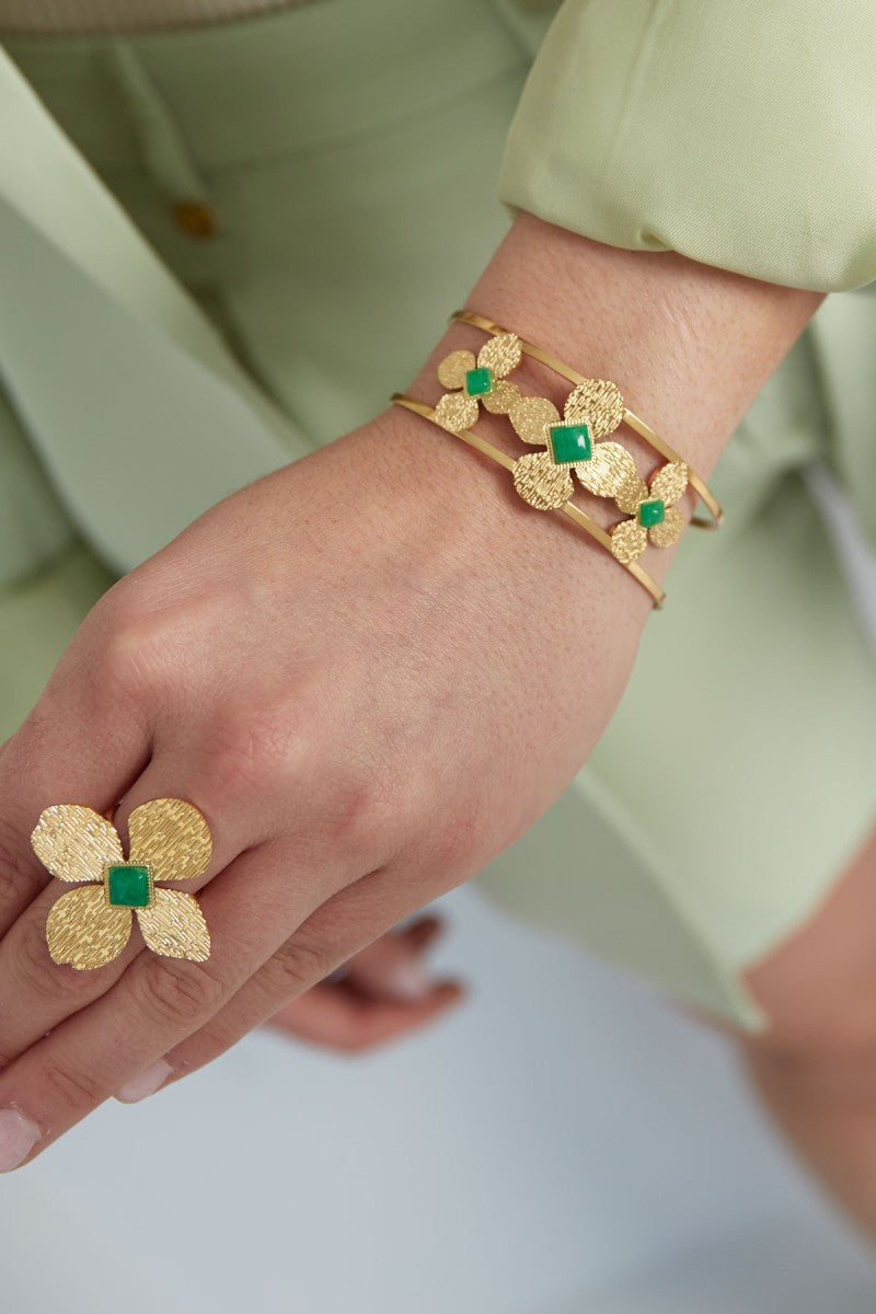 Armband Boho Green Flower