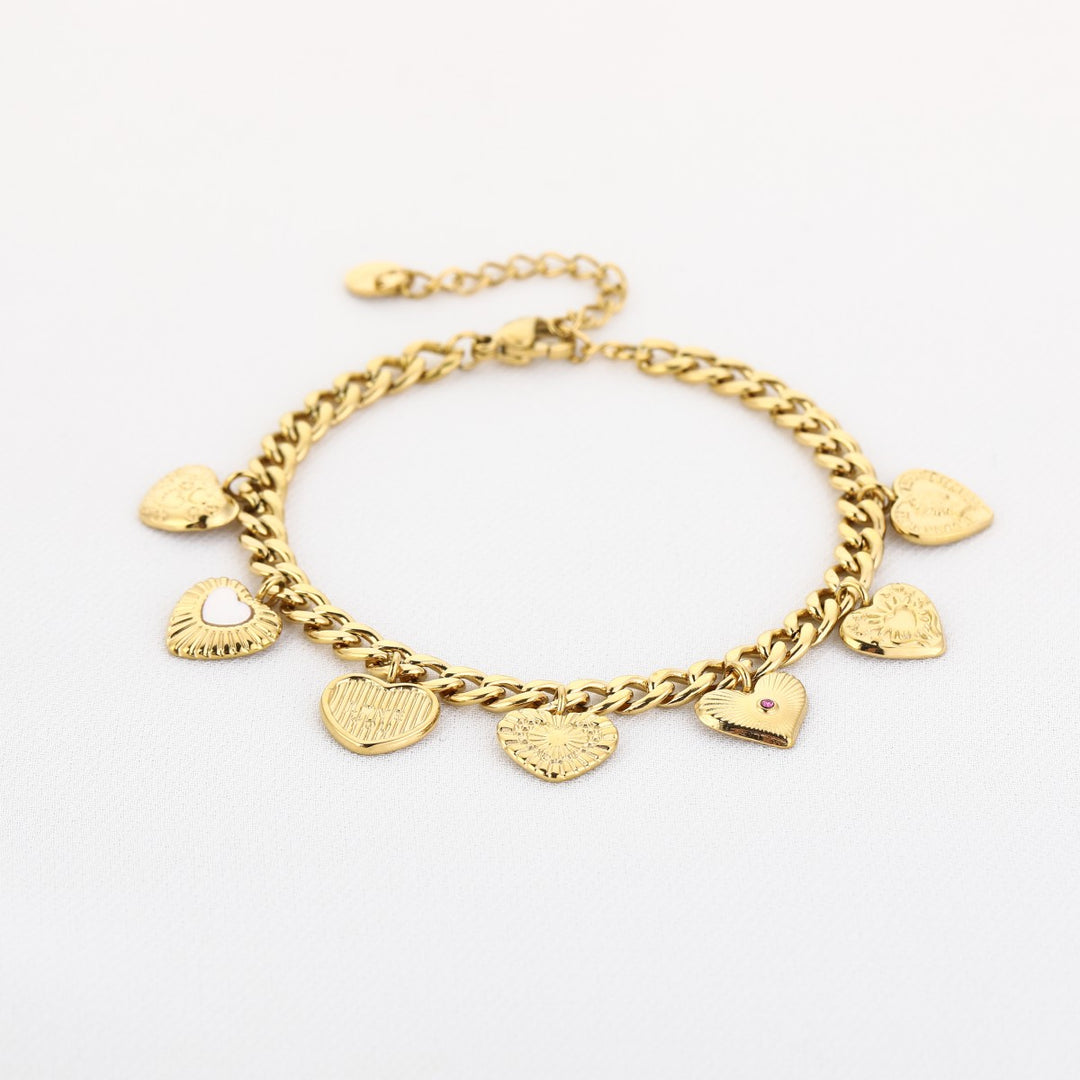 Armband Chunky Bedels Hart Goud