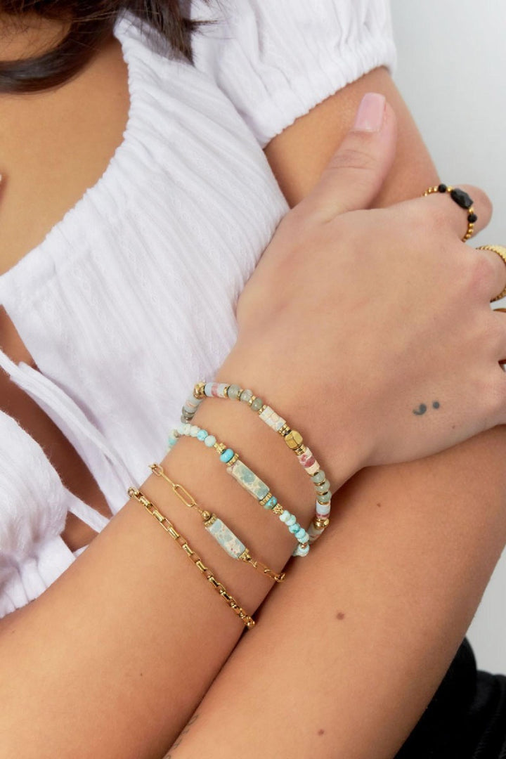 Armband Gem Stone Schakel Roze