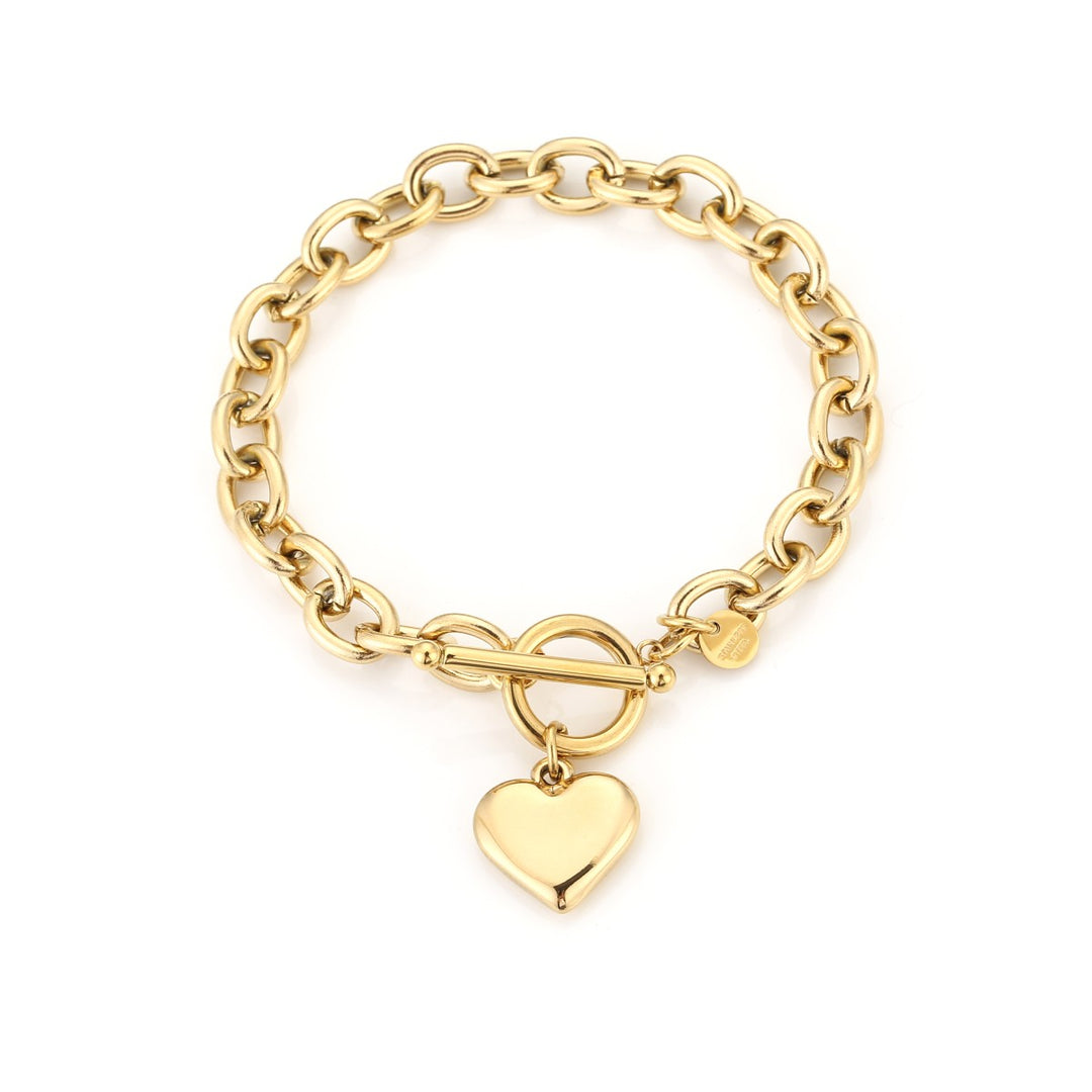 Armband Schakel Chunky Heart Goud