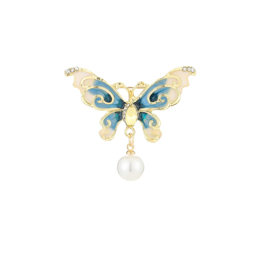 Broche Luxury Butterfly Pearl Blauw