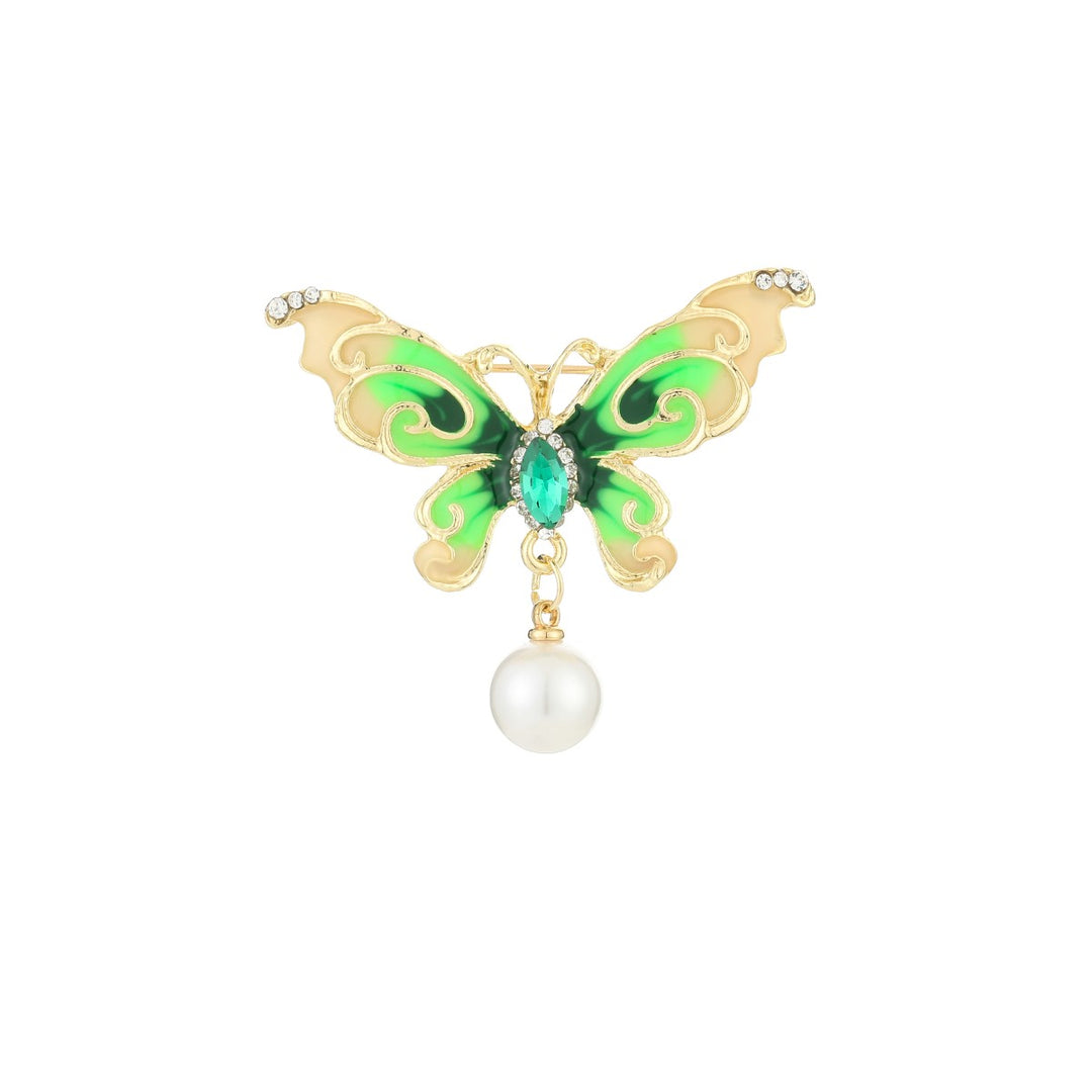 Broche Luxury Butterfly Pearl Groen