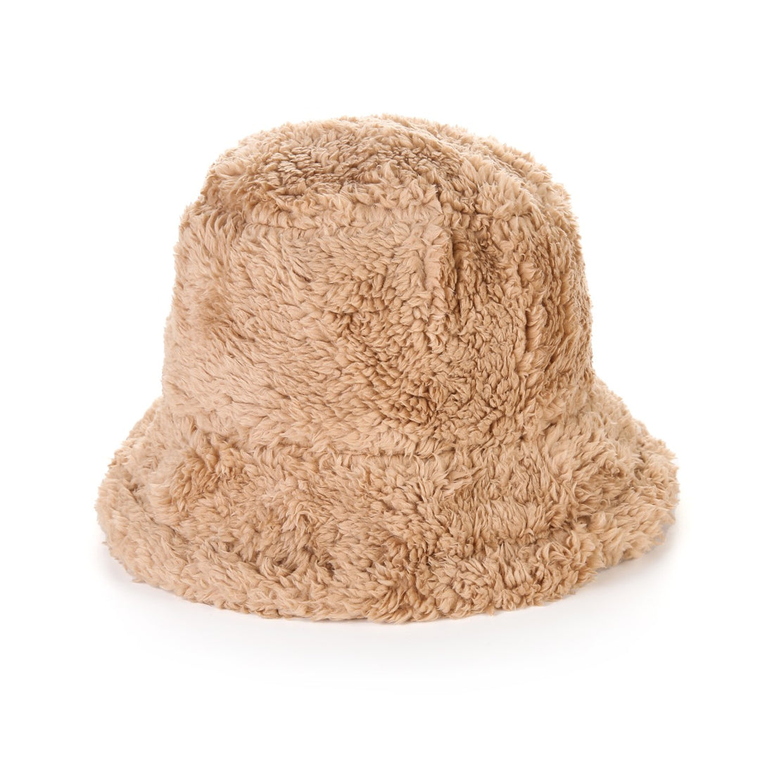 Bucket Hat Faux Fur Licht Camel