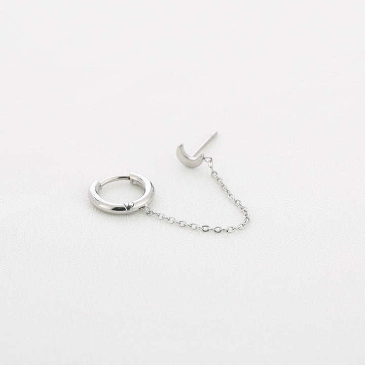 Dubbele Oorring Ketting Maan Zilver