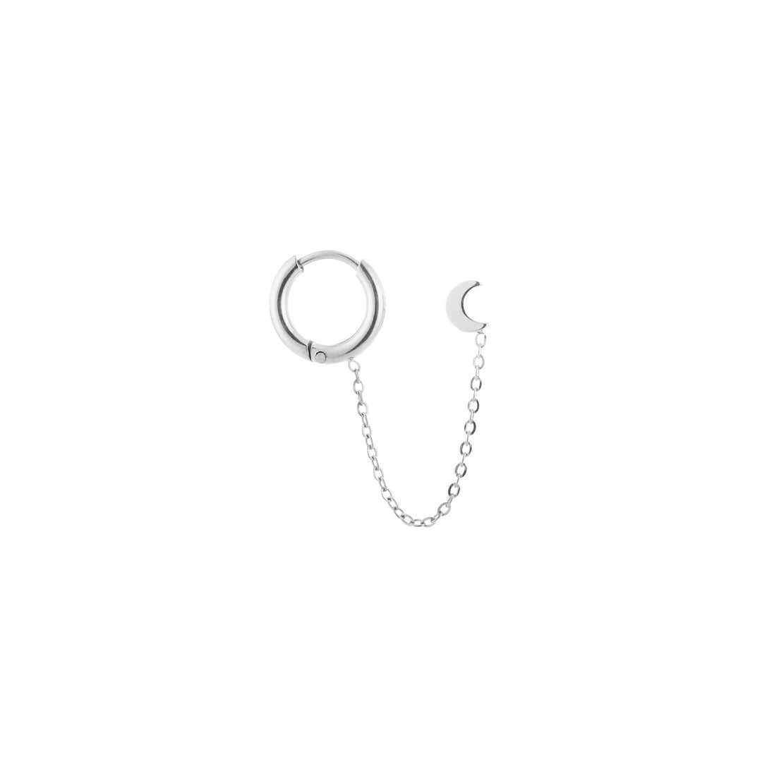 Dubbele Oorring Ketting Maan Zilver
