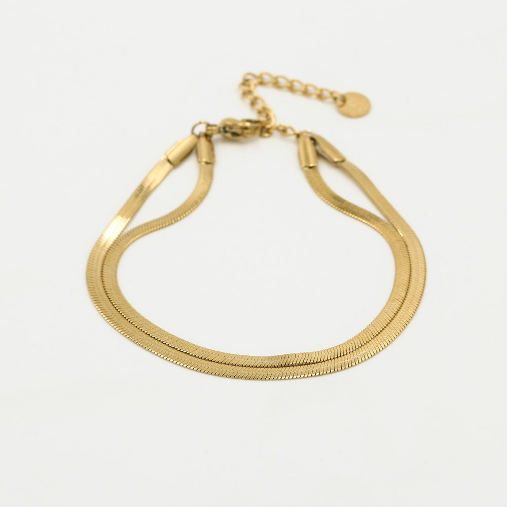 Dubbele Snake Chain Armband Goud