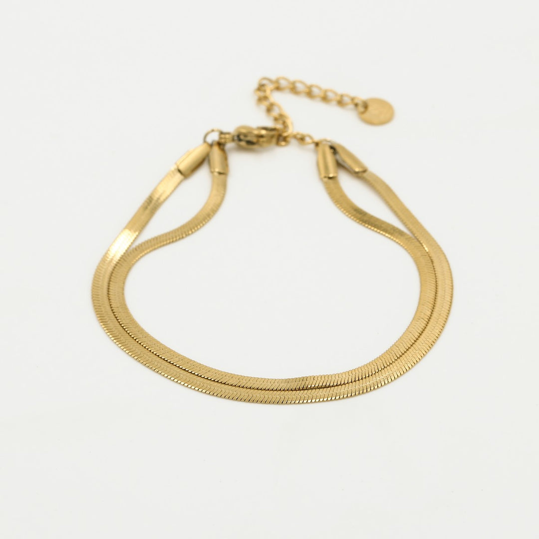 Dubbele Snake Chain Armband Goud