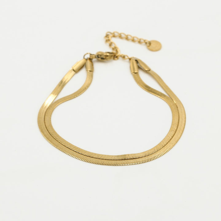 Dubbele Snake Chain Armband Goud