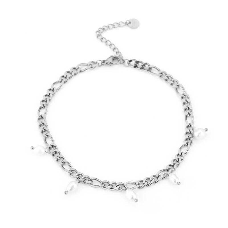 Enkelbandje Chained Pearls Zilver
