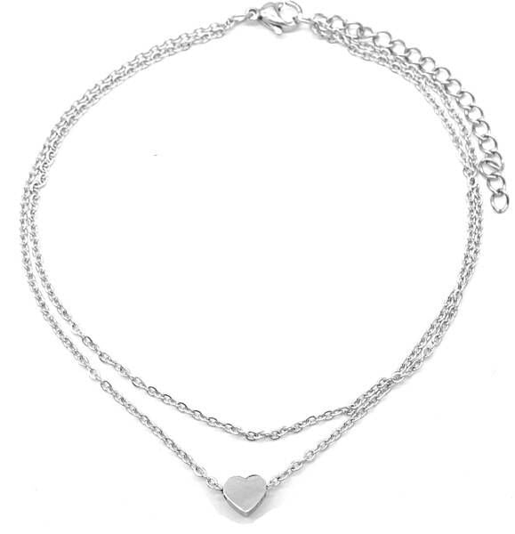 Enkelbandje Double Heart Zilver