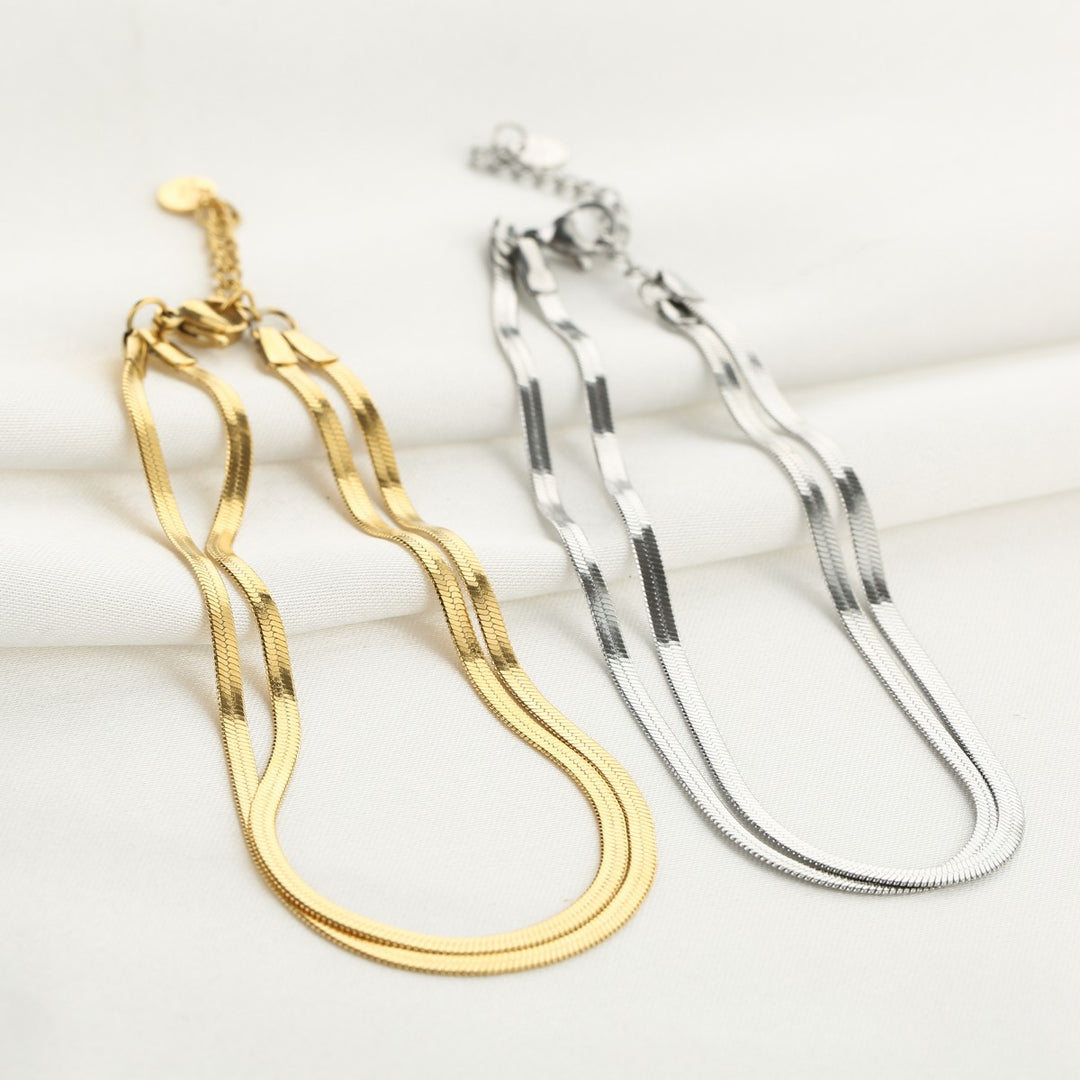 Enkelbandje Double Snake Chain Goud