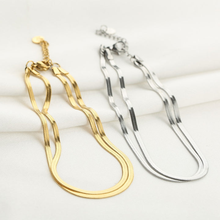 Enkelbandje Double Snake Chain Goud