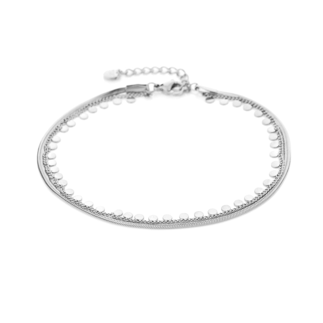 Enkelbandje Double Snake Coins Zilver