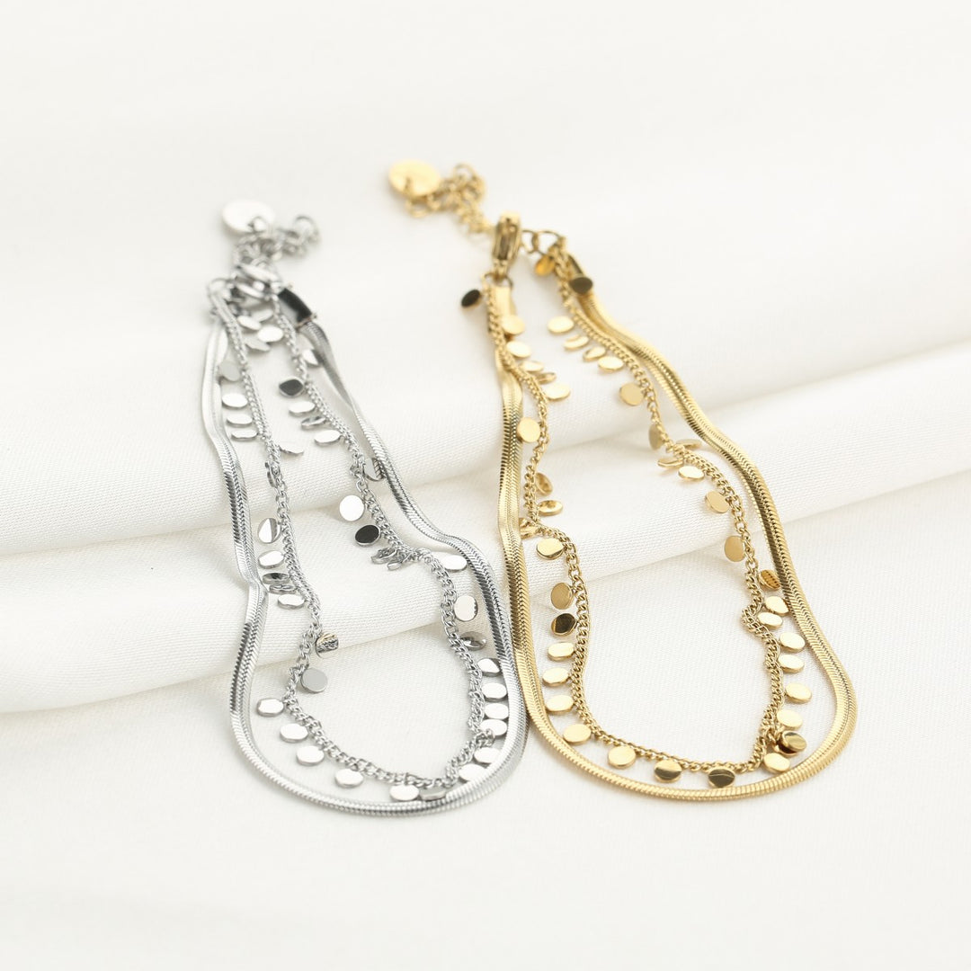Enkelbandje Double Snake Coins Zilver