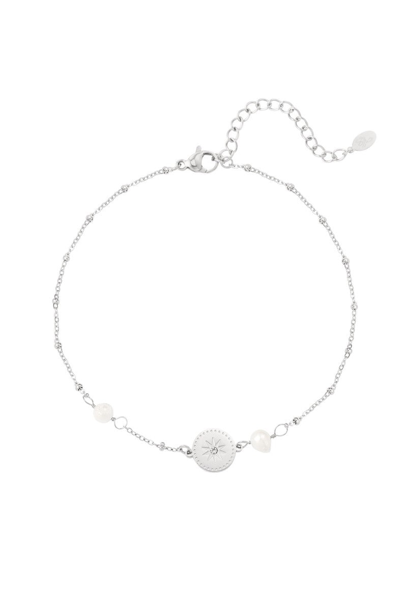 Enkelbandje Star Coin Pearls Zilver
