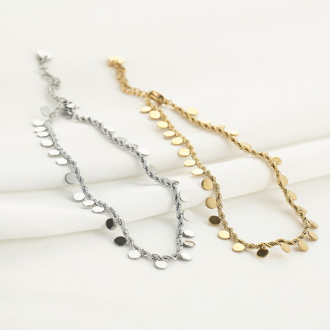 Enkelbandje Twisted Coins Goud