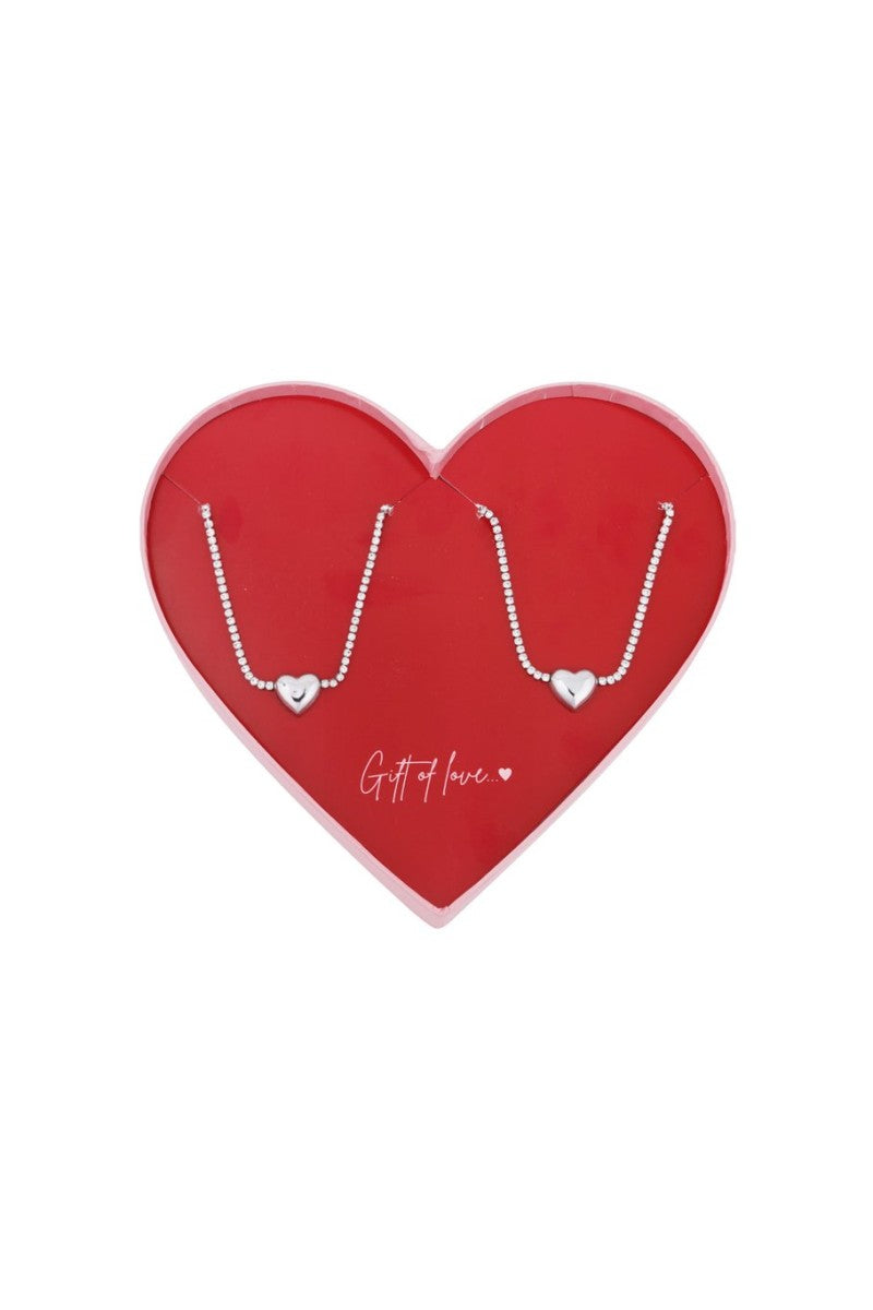 Gift Of Love Armband Set Strass Hearts Zilver