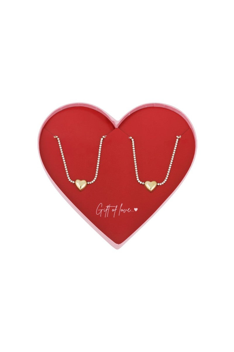 Gift Of Love Armband Set Strass Hearts Zilver