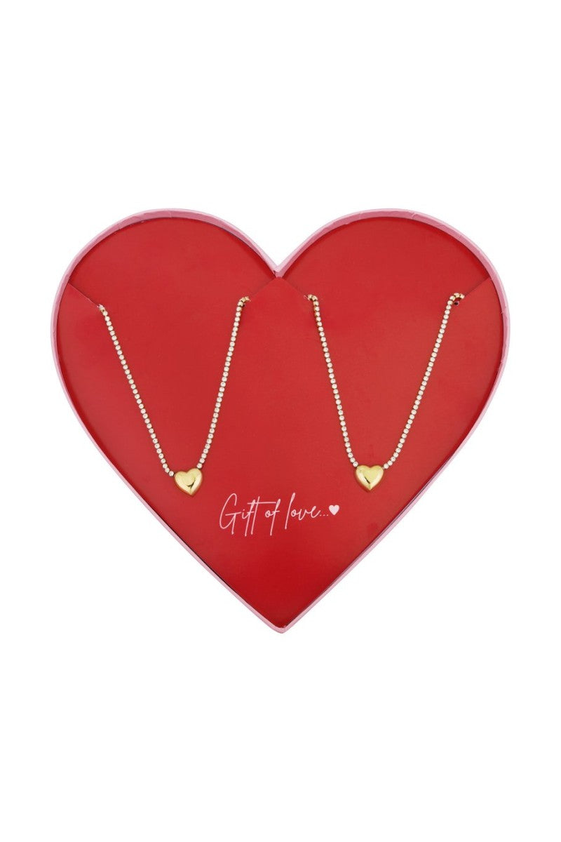 Gift Of Love Ketting Set Strass Hearts Goud