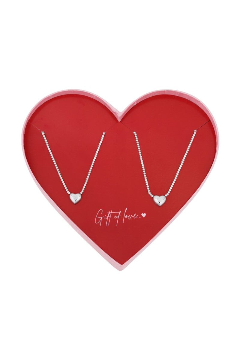 Gift Of Love Ketting Set Strass Hearts Zilver