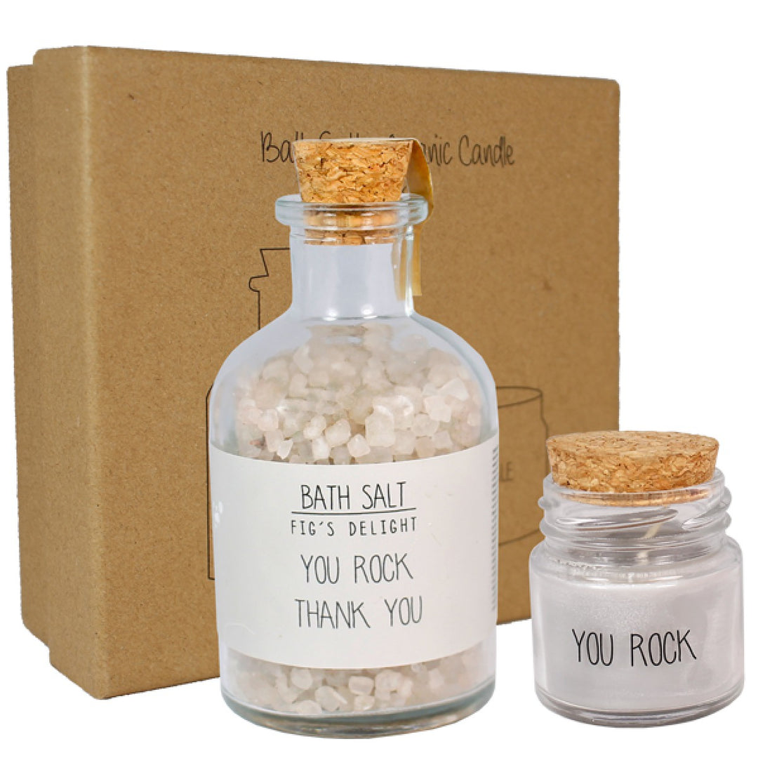 Giftbox Spa Bath Salt Candle You Rock Thank You