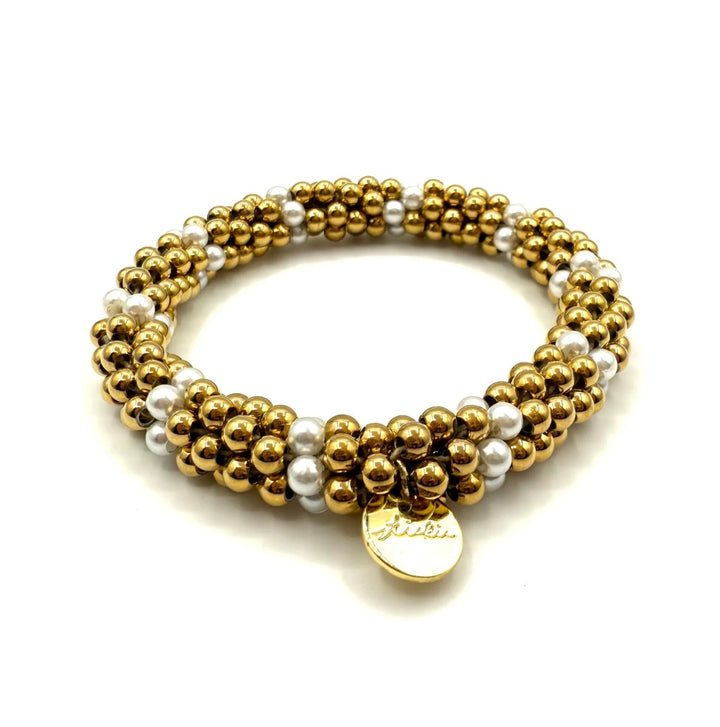 Haarelastiek Armband Stiekie Stainless Steel Gold Pearl
