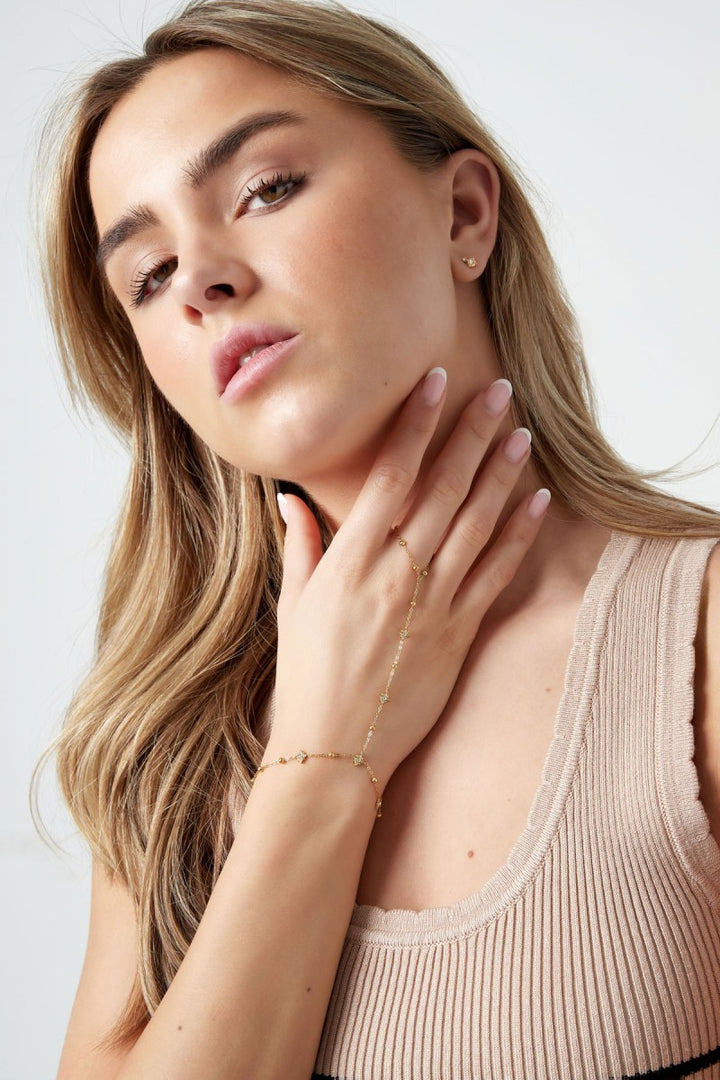 Hand Chain Glitter Spark Goud