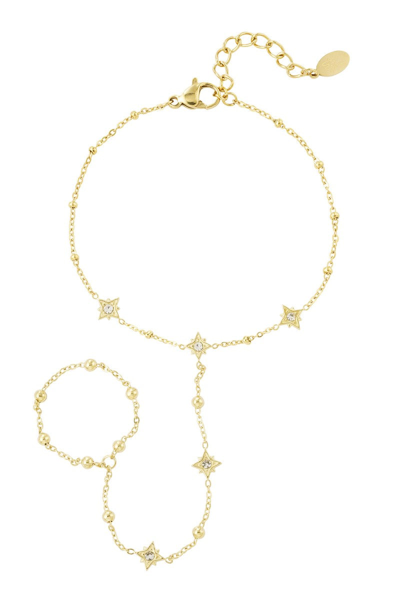Hand Chain Glitter Spark Goud