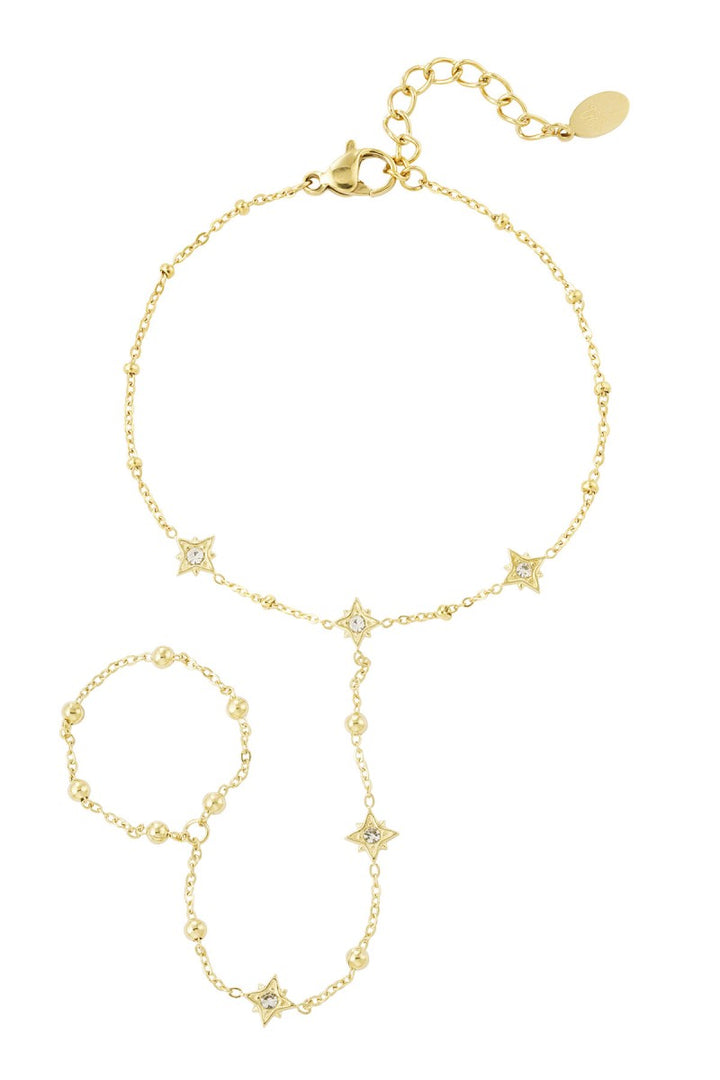 Hand Chain Glitter Spark Goud