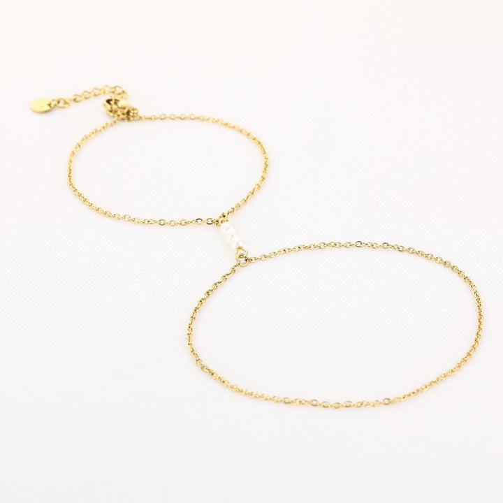 Hand Chain Pearl Row Goud