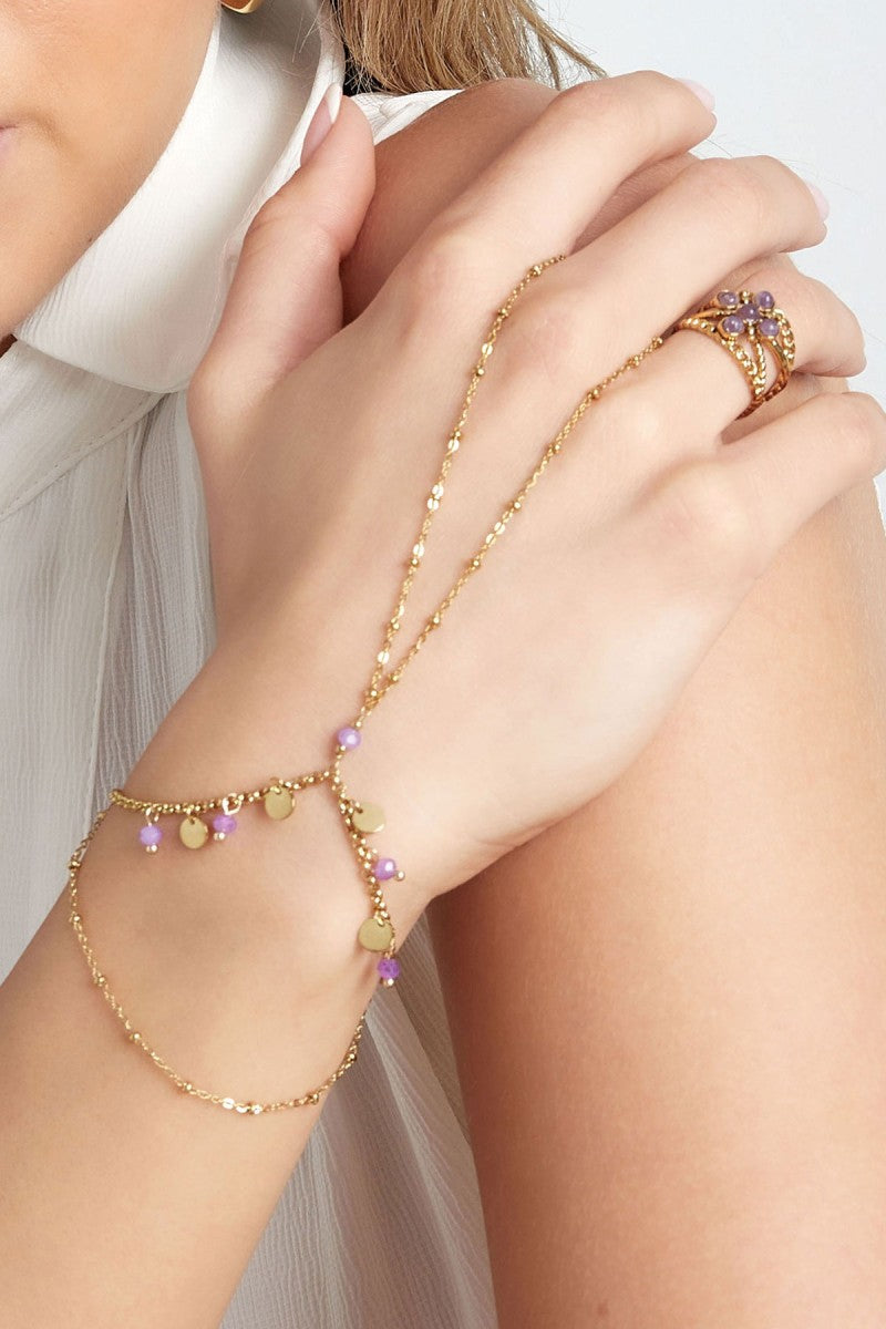 Hand Chain Purple Rain Goud