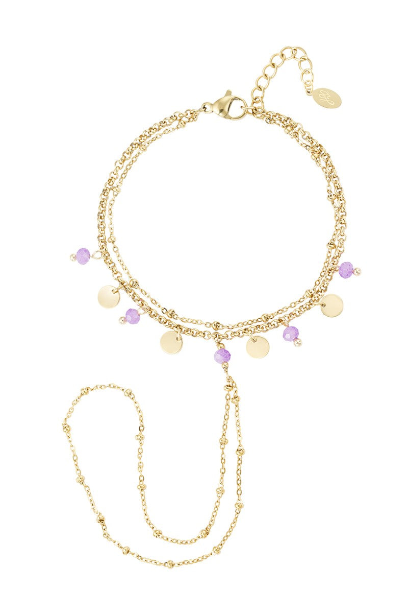 Hand Chain Purple Rain Goud
