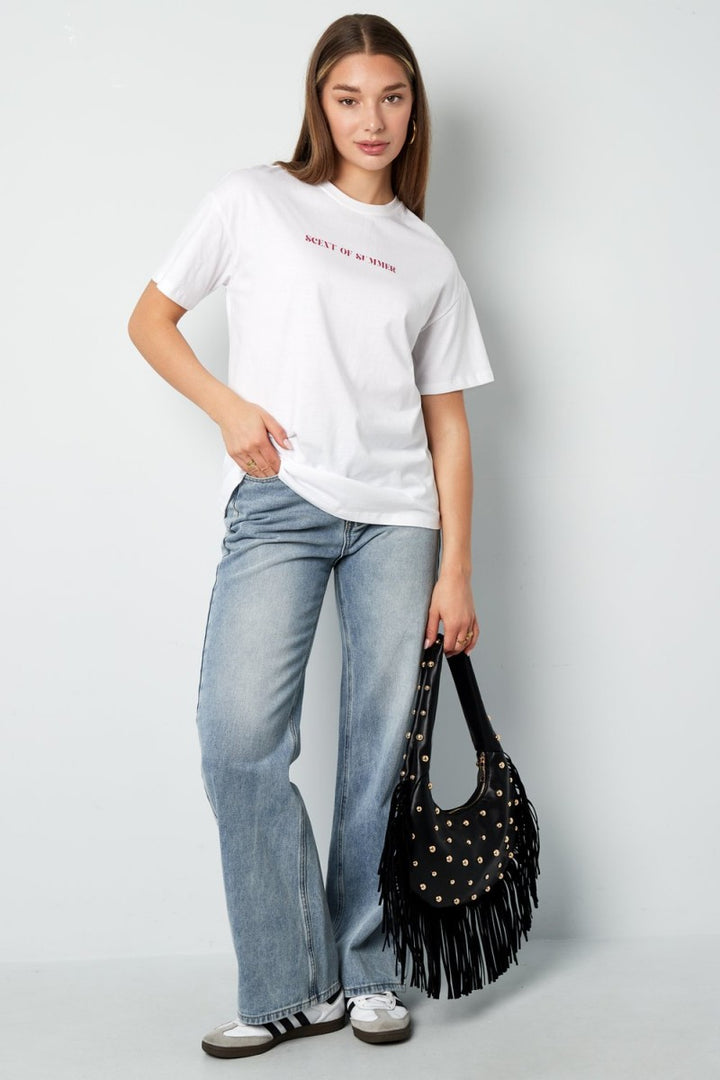 Handtas Fringe Studs Zwart