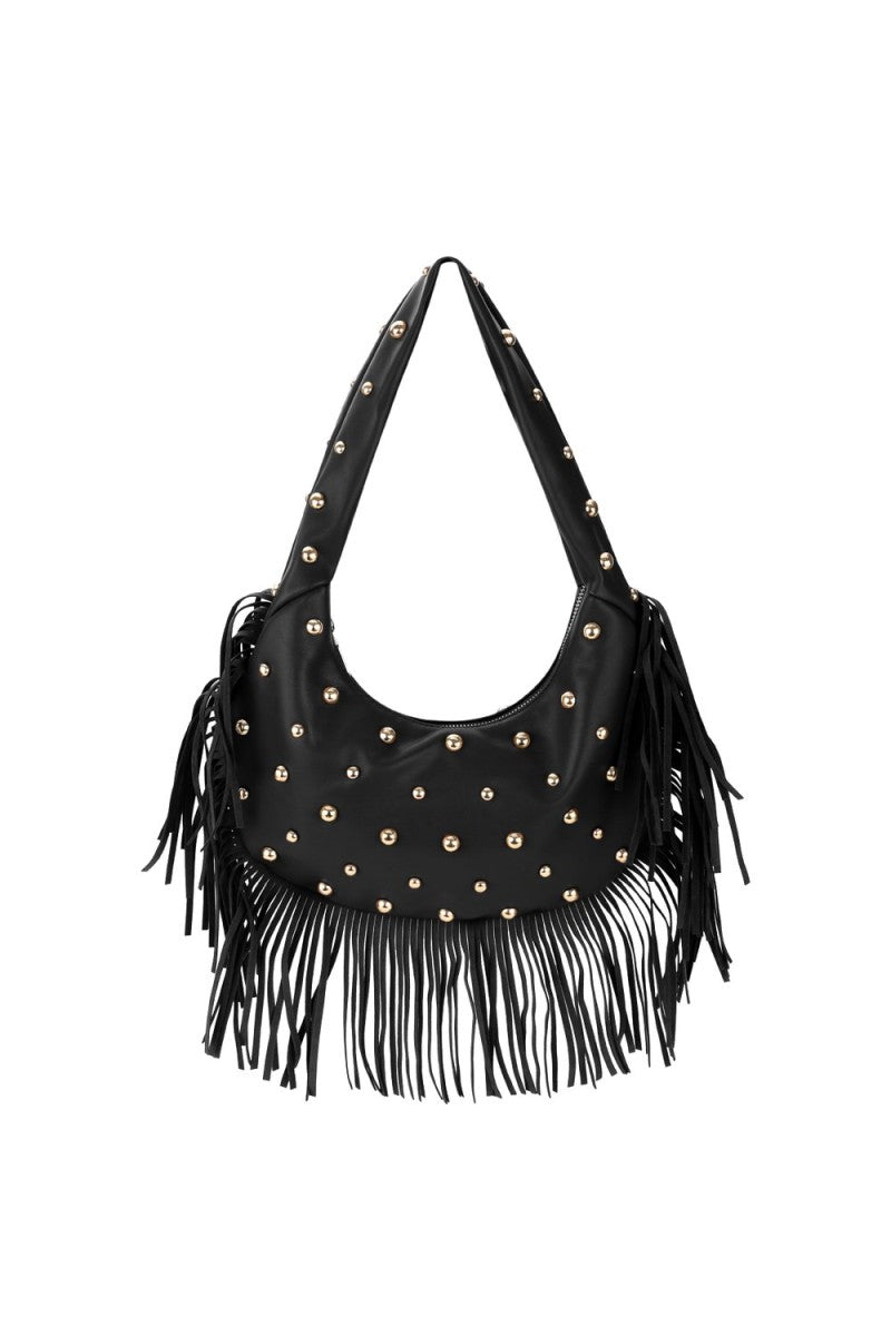 Handtas Fringe Studs Zwart