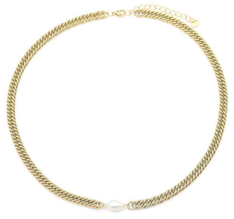 Ketting Chunky Chain Pearl Goud