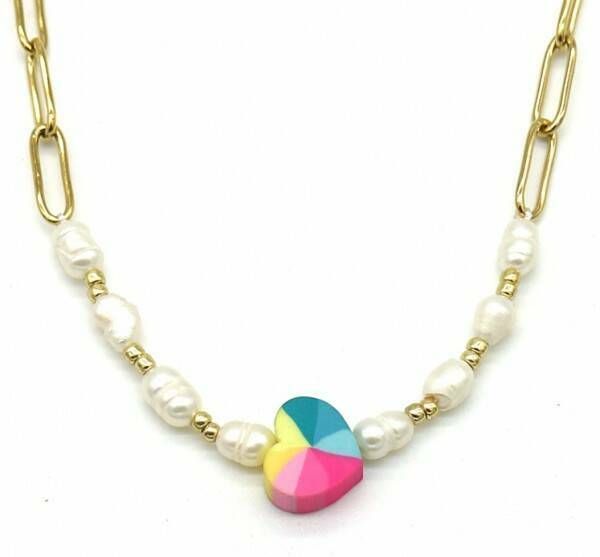 Ketting Colourful Heart Goud