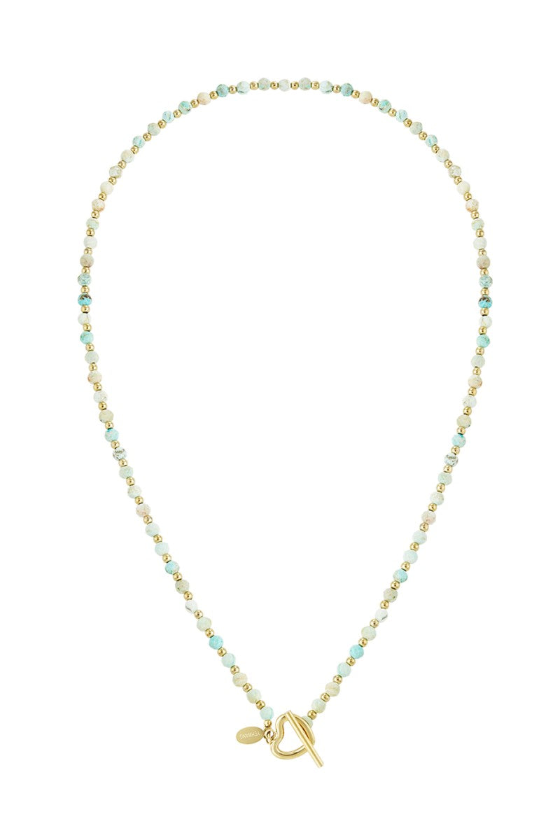 Ketting Gem Stone Heart Turkoois
