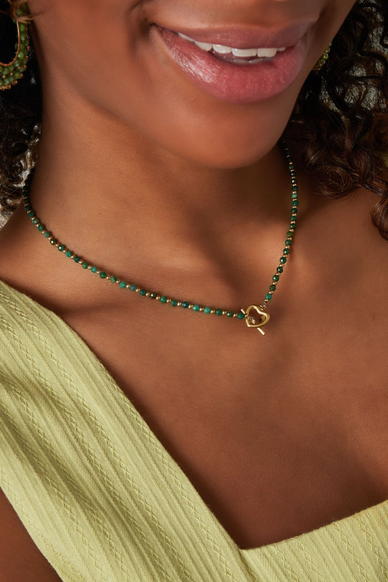 Ketting Gem Stone Heart Turkoois