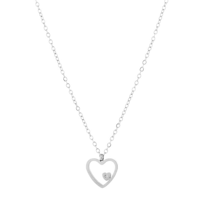 Ketting Heart Strass Zilver