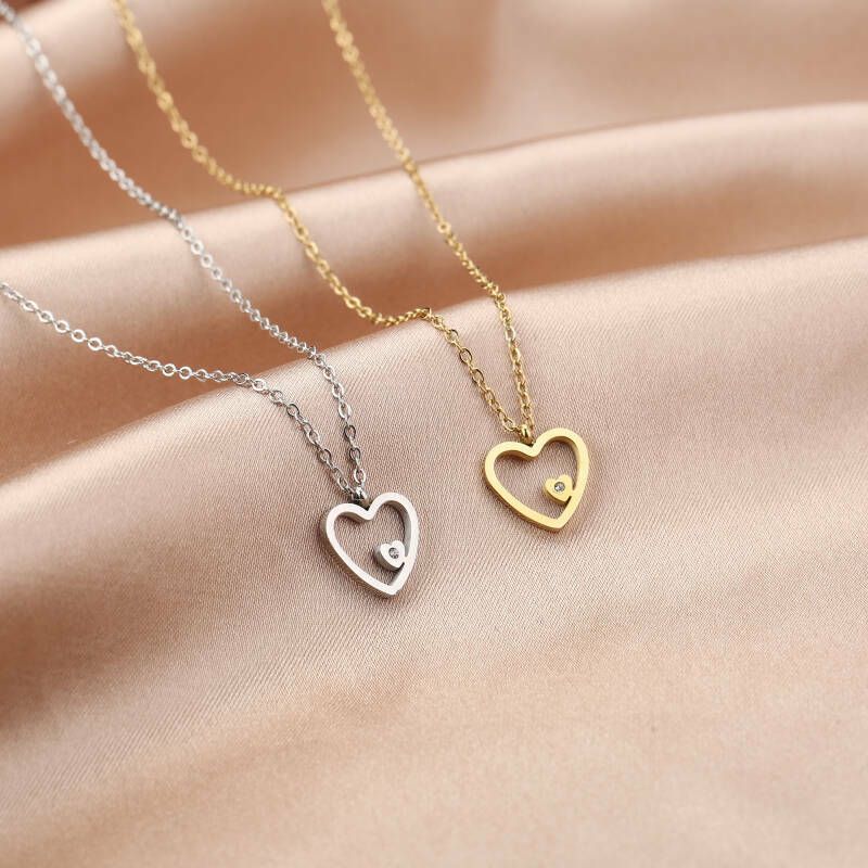 Ketting Heart Strass Zilver