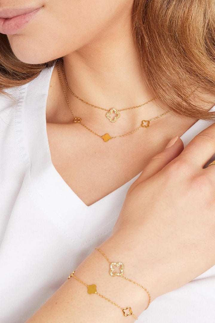 Ketting Klaver Zirkonia Goud
