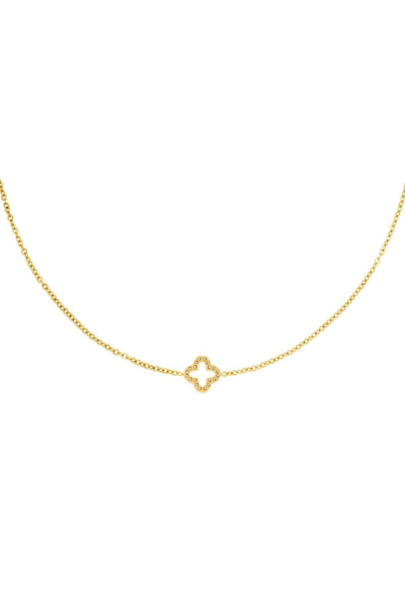 Ketting Klaver Zirkonia Goud