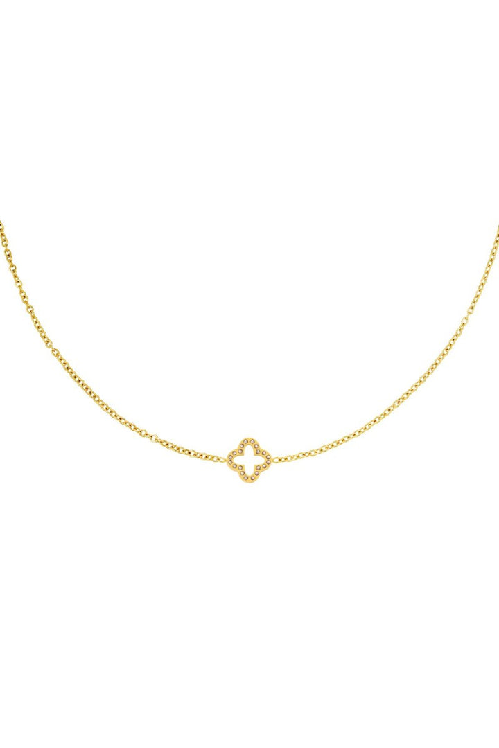 Ketting Klaver Zirkonia Goud