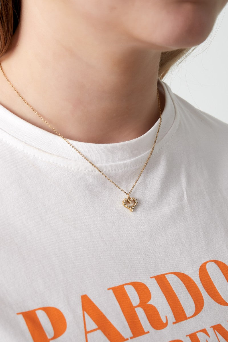 Ketting Love Heart Strass Goud