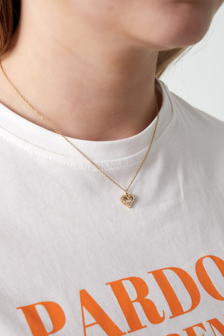 Ketting Love Heart Strass Goud